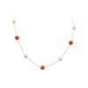 Tin Cup - Red-Orange Coral and White Pearl Necklace - Available in 16 and 18 Inch
