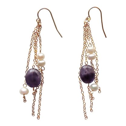 Amethyst and Pearl Earrings - Image 2