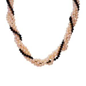 Pearl and black bead twisted necklace.