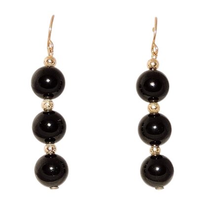 Black Oval Jade Dangling Earrings