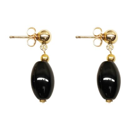 Black Oval Jade Earrings