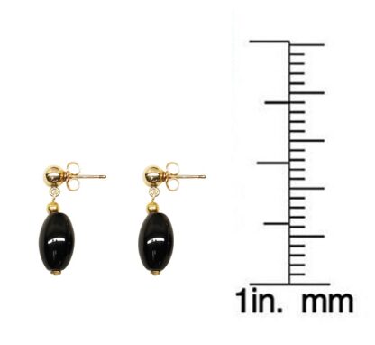 Black Oval Jade Earrings - Image 3