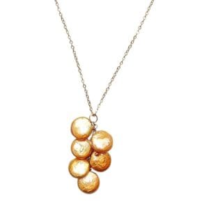 Gold coin pendant necklace with chain.