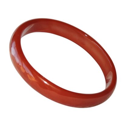 Solid Red Faceted Jade Bangle - Size 7 - Image 3