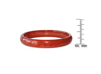 Solid Red Faceted Jade Bangle - Size 7 - Image 2