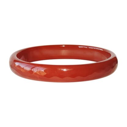 Solid Red Faceted Jade Bangle - Size 7 - Image 4