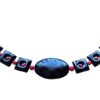 Square Onyx with Red Coral Beads Pendant Necklace - Image 2