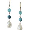 Baroque Mother of Pearl with Turquoise and Crystal Necklace and Earring Set - Image 2