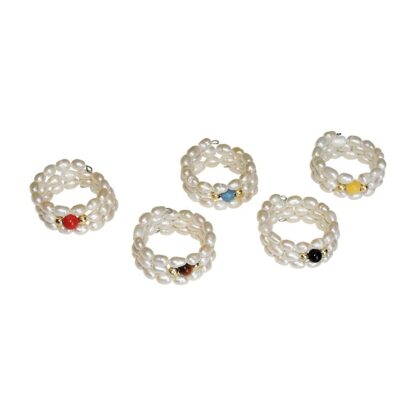 Fun, Fun - Set of 5 Pearl Rings - One Size Fits All - Image 2