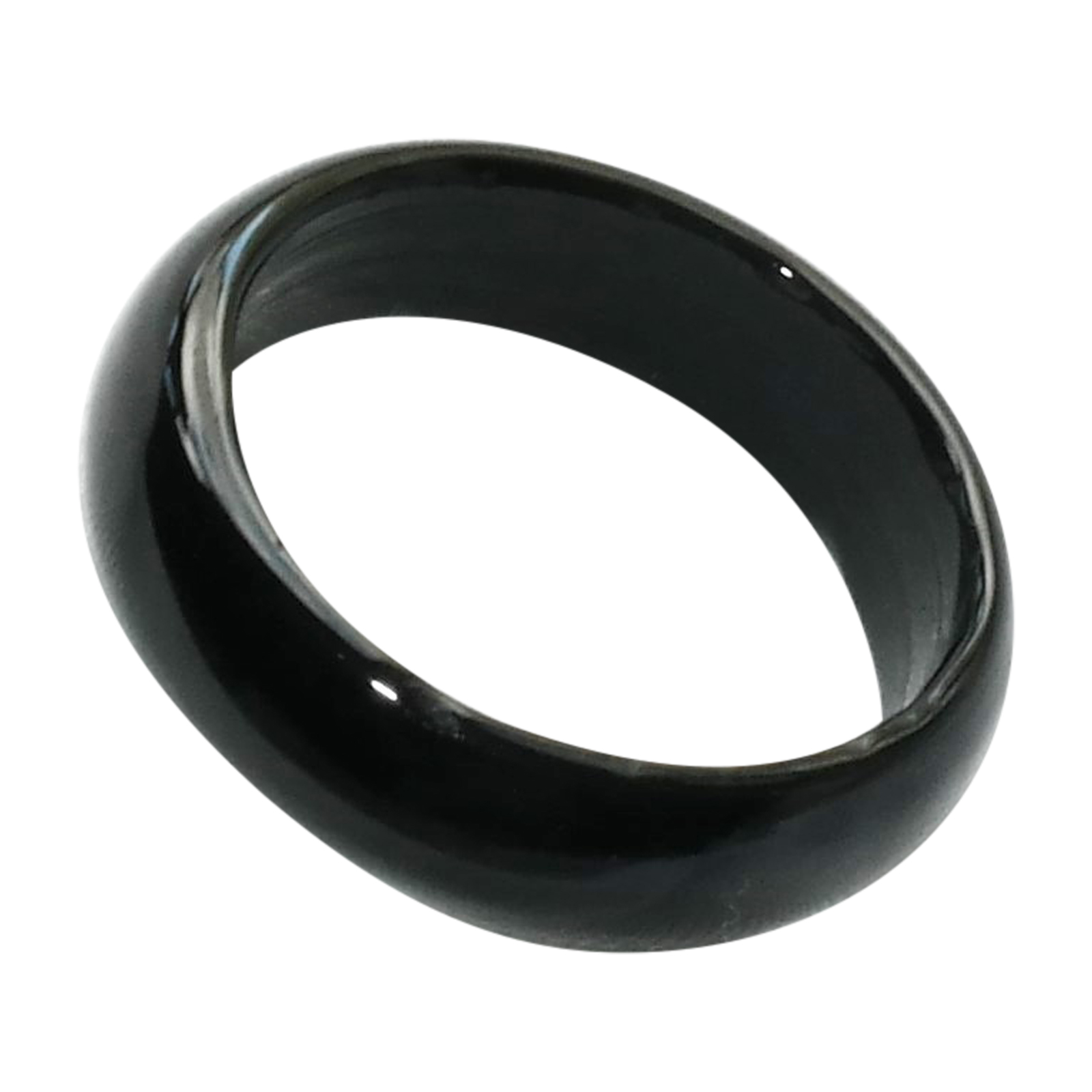 Solid Black Jade Band Ring Size 8 Empress Collection
