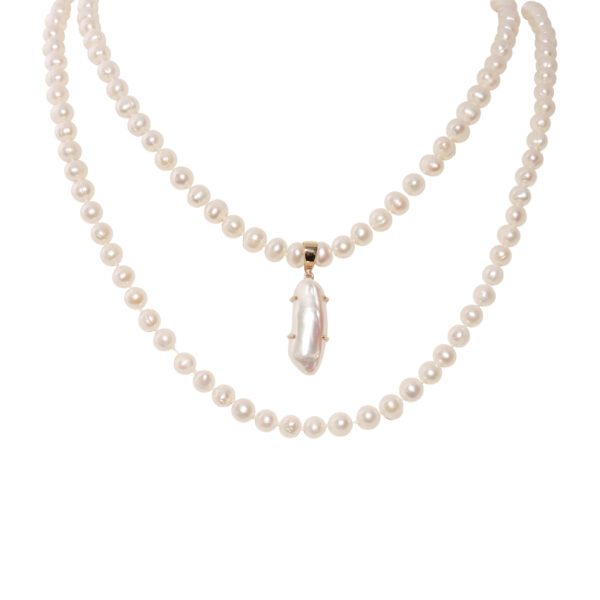Baroque Pearl Rope with Removable Natural Shell Pendant