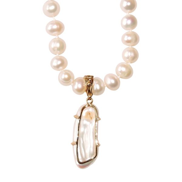 Baroque Pearl Rope with Removable Natural Shell Pendant - Image 5
