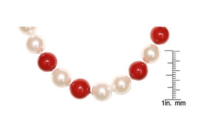 Mother of Pearl Necklace - Red Coral and White Pearl - Avail in 16 or 18 Inch Lengths - Image 3