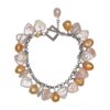Gold and White Heart Pearl Bracelet