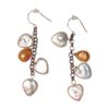 Gold and White Heart Pearl Earrings