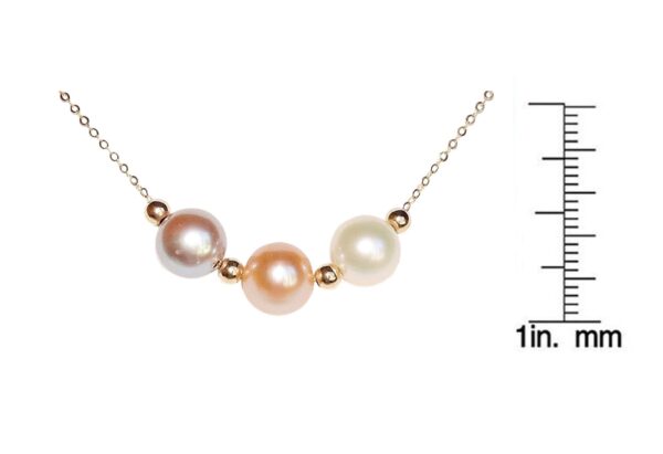 3 Multi-Color Pearls on Gold Chain - Image 3