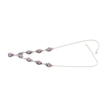 Oval Amethyst with Pear Drop Necklace - Image 3