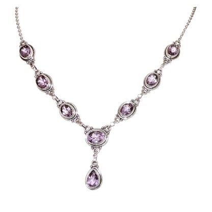 Oval Amethyst with Pear Drop Necklace