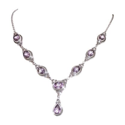 Oval Amethyst with Pear Drop Necklace - Image 4