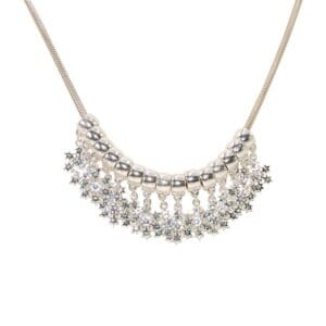 Silver necklace with star-shaped pendants.