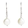 Coin Pearl Earrings with CZ Accents