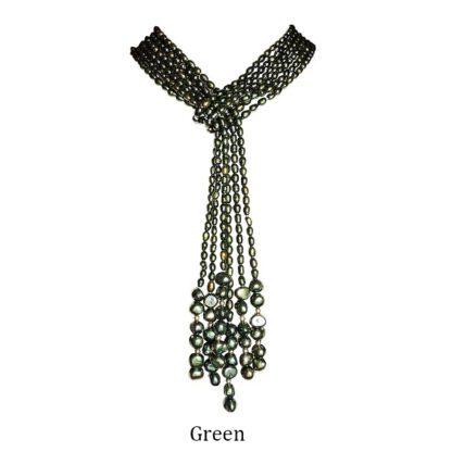 3-Strand-Dark-Green-Rice-Pearl-Open-Style-Necklace