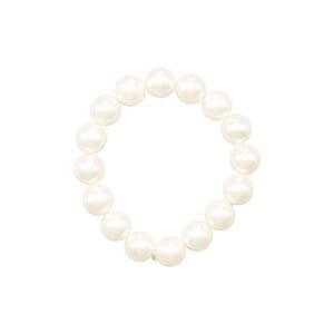 White pearl bead bracelet on white background.
