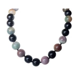 Multicolor bead necklace with black accents.