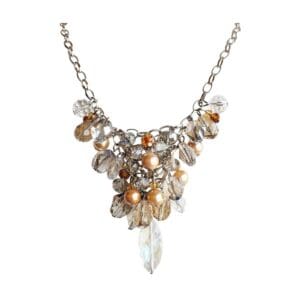 Crystal and pearl cluster statement necklace.