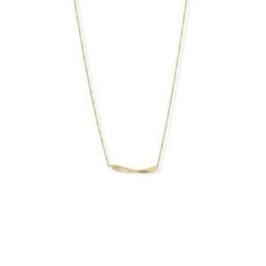 Gold necklace with a simple design.