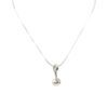 Silver Ribbon White Pearl Charm Necklace - 16 Inch Length - Image 2