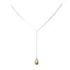 Teardrop - Lime Green Pearl on Silver Lariat