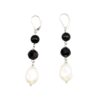Black Jade, Black Crystal and White Baroque Pearl Necklace and Earring Set - Image 6