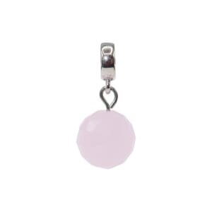 Pink gemstone pendant with silver loop.