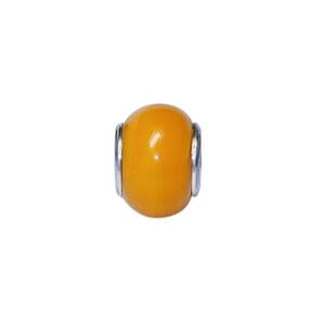 Yellow glass bead with silver accents.
