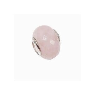 Pink charm bead with silver accents.