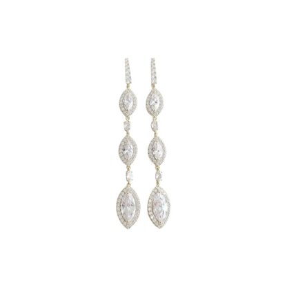 CZ - Marquise Design Extra Long CZ Earrings