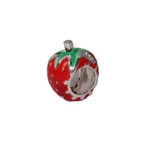 Red strawberry-shaped decorative bead charm.