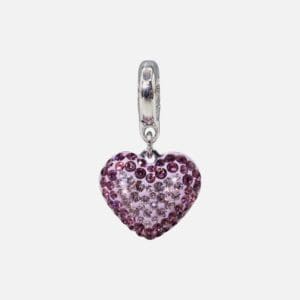 Purple gemstone heart pendant charm.