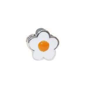 Egg-shaped charm with flower petals design.