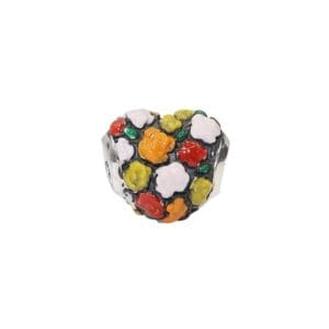 Colorful heart-shaped cluster of small flowers.