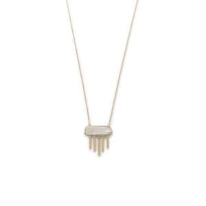 Gold necklace with pearl and tassels.