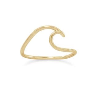 Gold wave-shaped minimalist ring design.