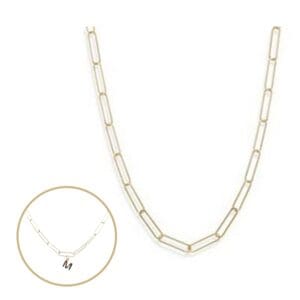 Gold chain necklace with letter charm.