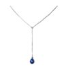Teardrop - Peacock Blue Pearl on Silver Lariat