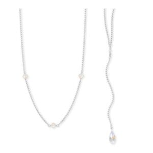 Silver necklace with crystal accents and pendant.