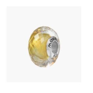 Yellow crystal charm bead with silver core.