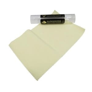 Polishing cloth and rolled package on display.