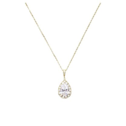 CZ - Teardrop CZ and Gold Necklace and Earring Set (Necklace and Earrings may be purchased separately) - Image 2