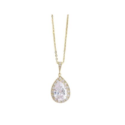 CZ - Teardrop CZ and Gold Necklace and Earring Set (Necklace and Earrings may be purchased separately) - Image 3